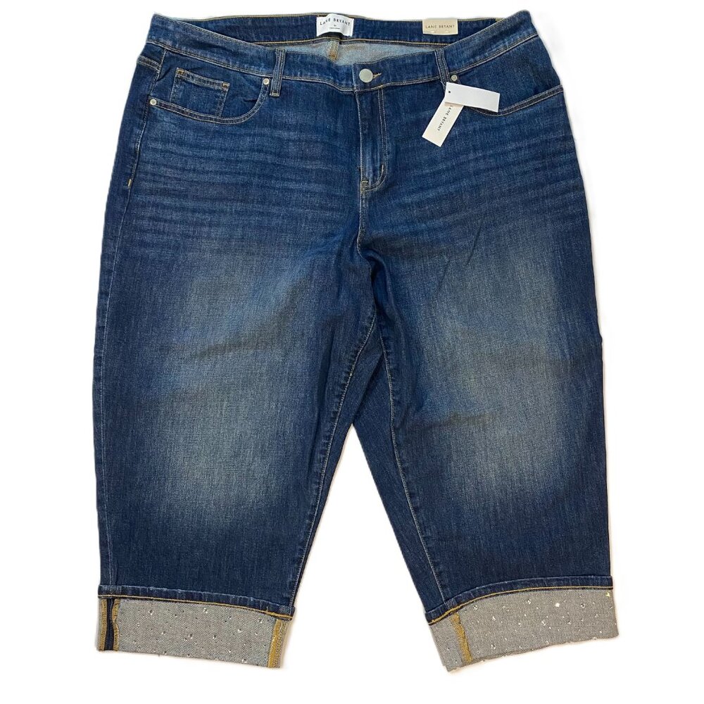 Lane Bryant Boyfriend Denim Capris With Embellished Cuffs SZ 22 - Picture 3 of 16
